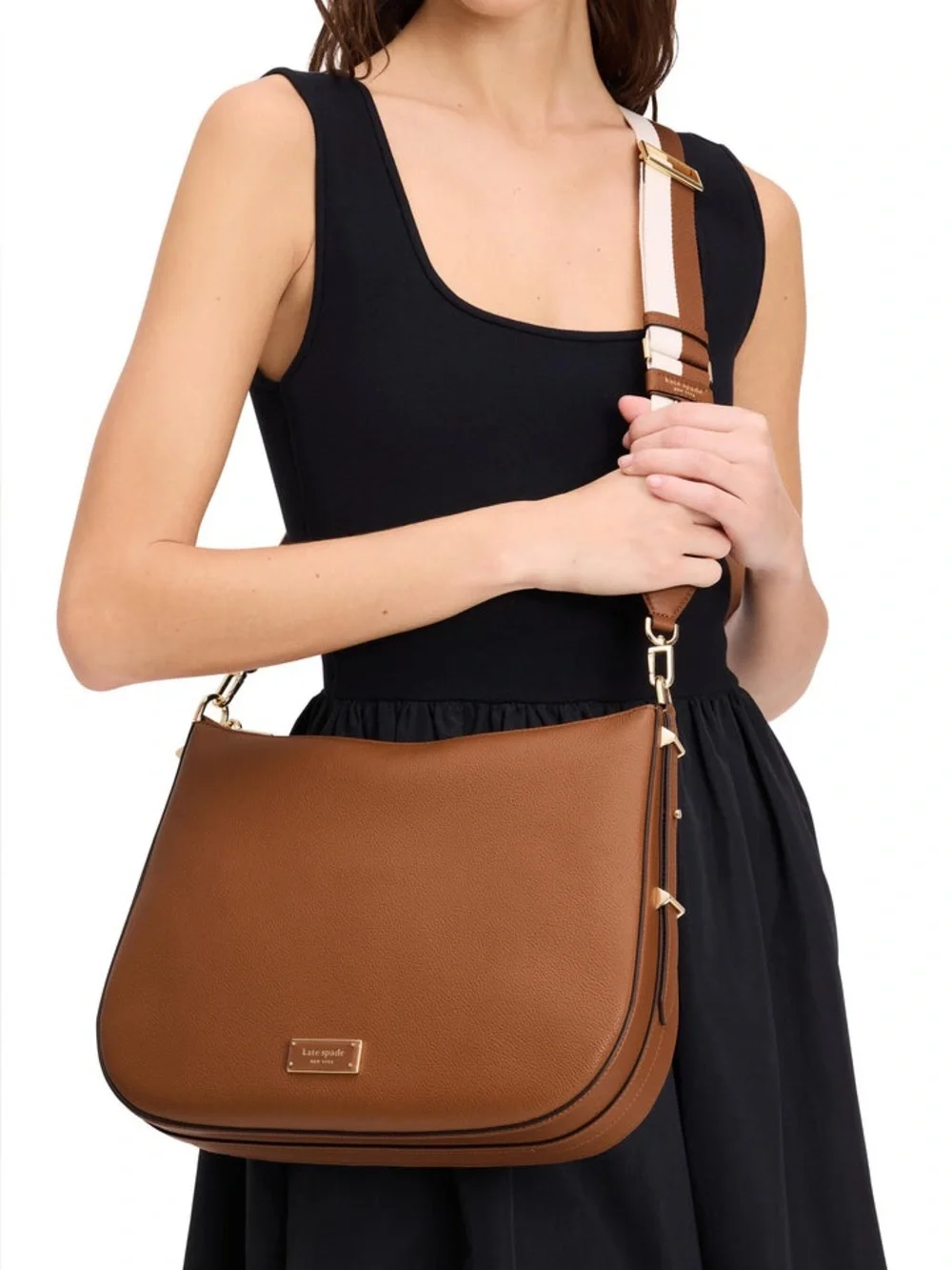Kate Spade Liv Large Hobo Bag Pebbled Leather Cavern Clay Crossbody KL677 NWT